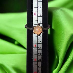 Vintage Faux Pink Fire Opal & Faux Ruby Chip Silver-Tone Size 6.75 Ring!
